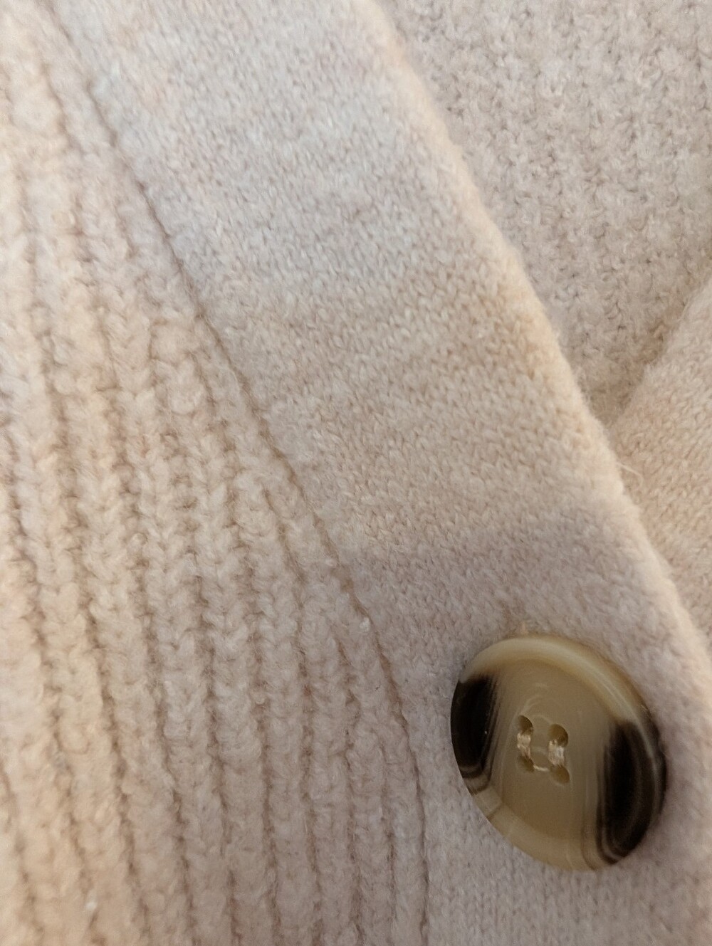 Dynamite Cream Ribbed V-Neck Button Cardigan - Picture 3 of 4